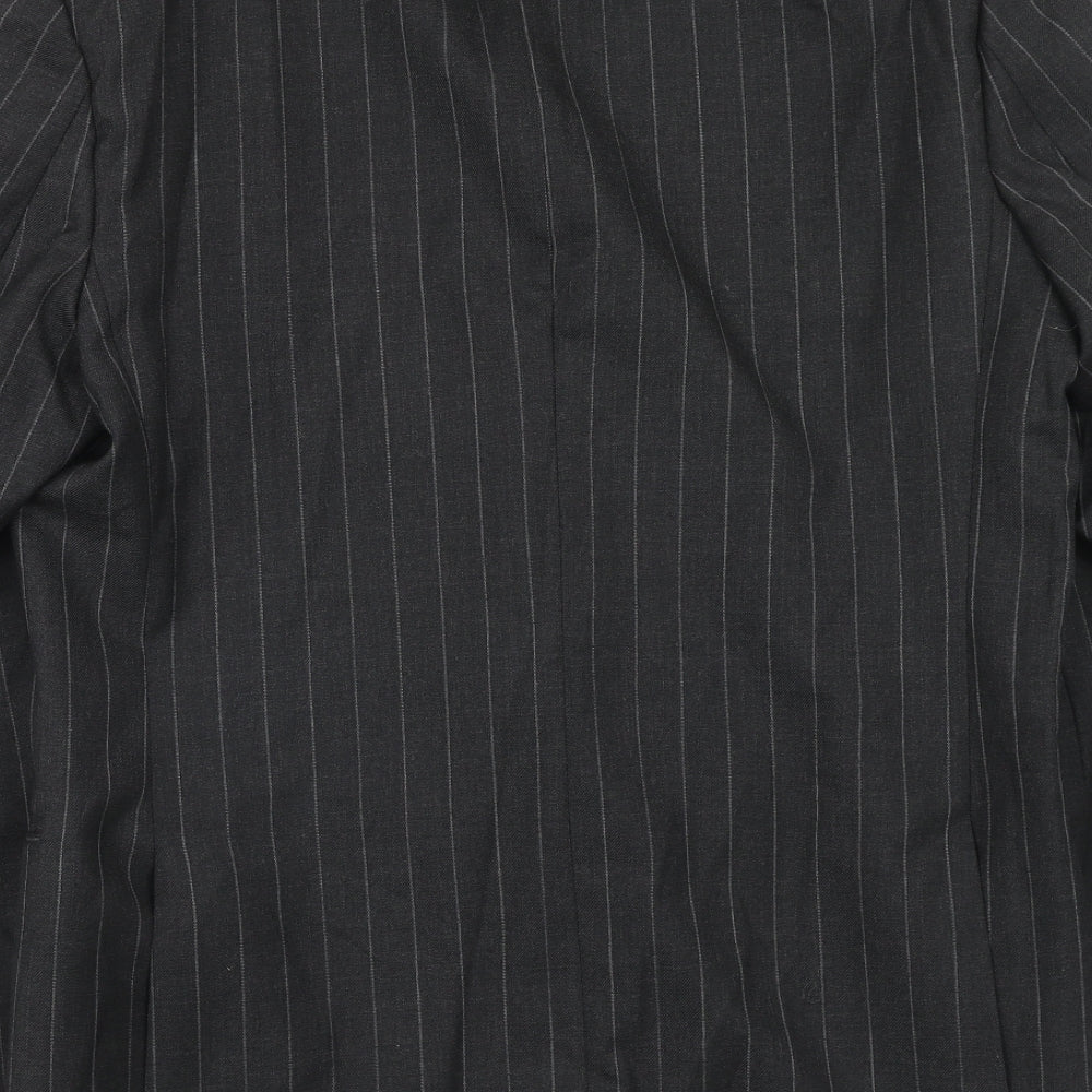 Periscope Mens Grey Striped Polyester Jacket Suit Jacket Size 40 Regular