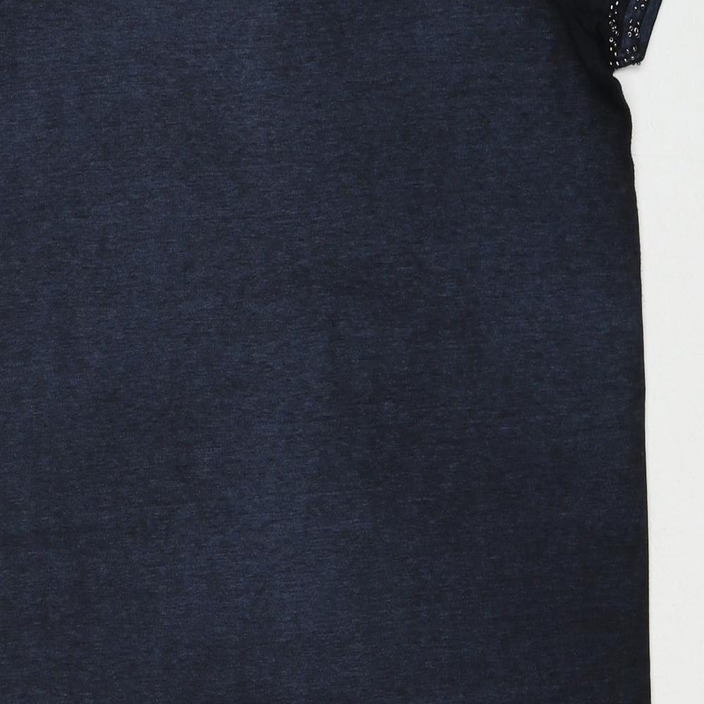 Label Lab Womens Blue Herringbone Cotton A-Line Size 12 Round Neck Pullover