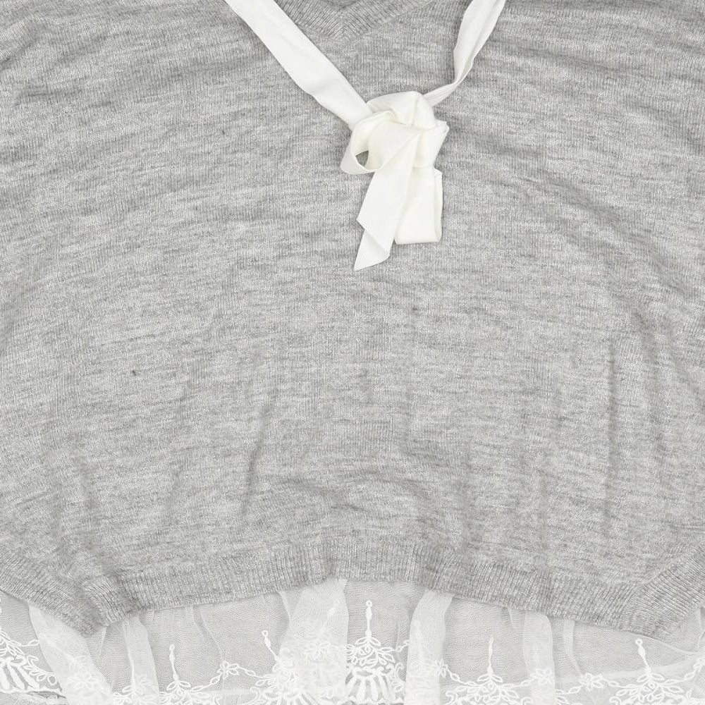 Divided by H&M Womens Grey Round Neck Acrylic Pullover Jumper Size 2XL - Shirt Insert