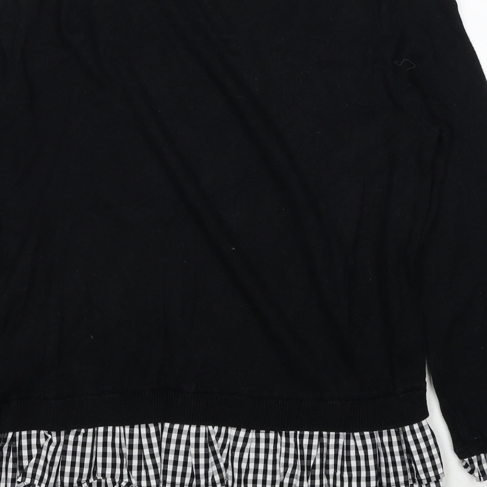 Sweewe Womens Black Round Neck Cotton Pullover Jumper Size S