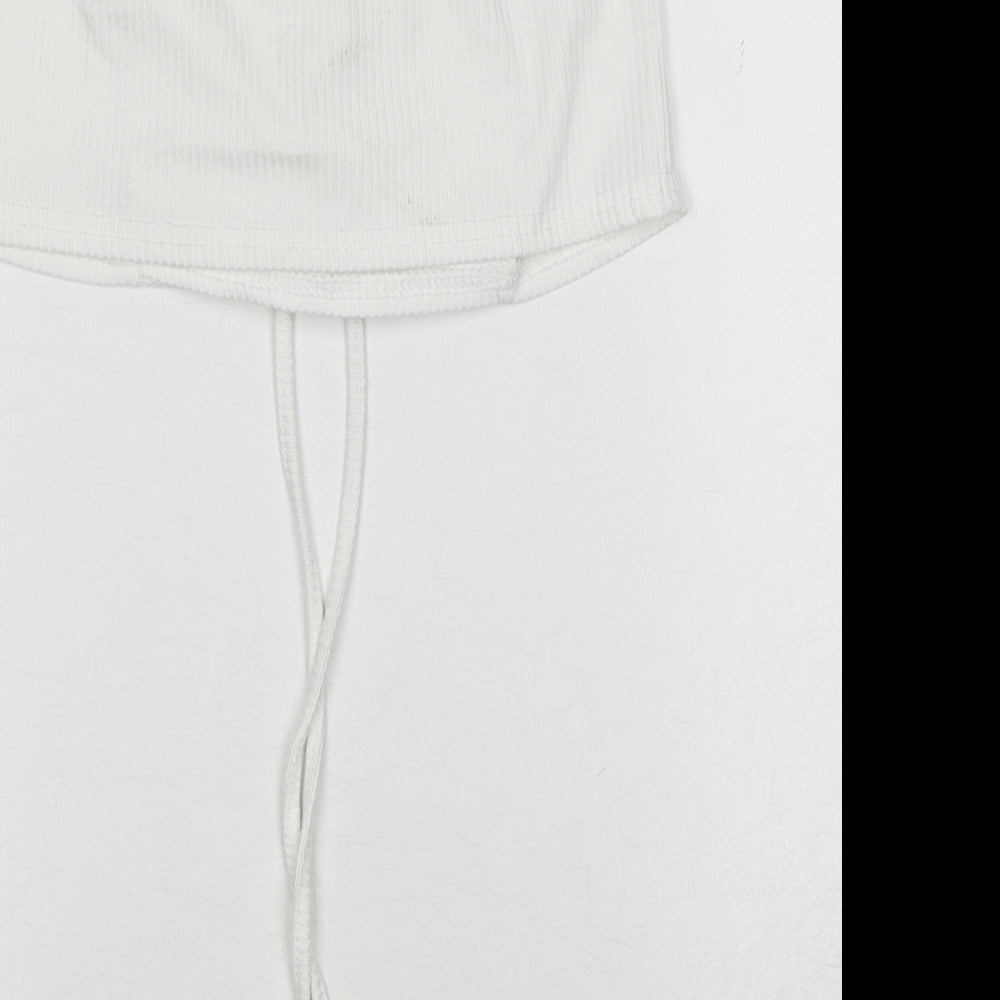 PRETTYLITTLETHING Womens White Polyester Cropped Tank Size 10 Off the Shoulder