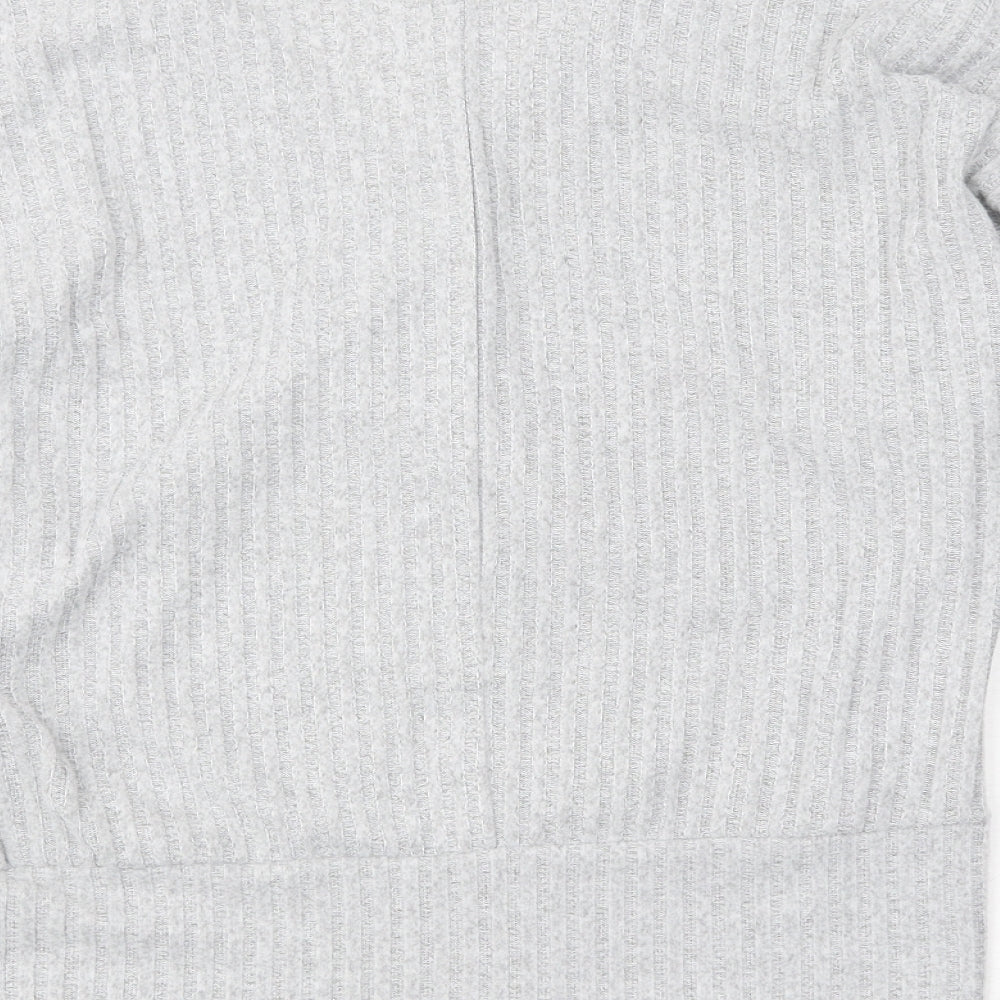 New Look Womens Grey V-Neck Polyester Pullover Jumper Size S