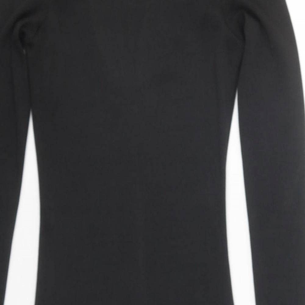 H&M Womens Black Polyester Bodycon Size 6 Scoop Neck Pullover