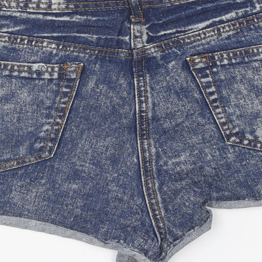 Blonde + Blonde Womens Blue Cotton Hot Pants Shorts Size 8 Regular Button
