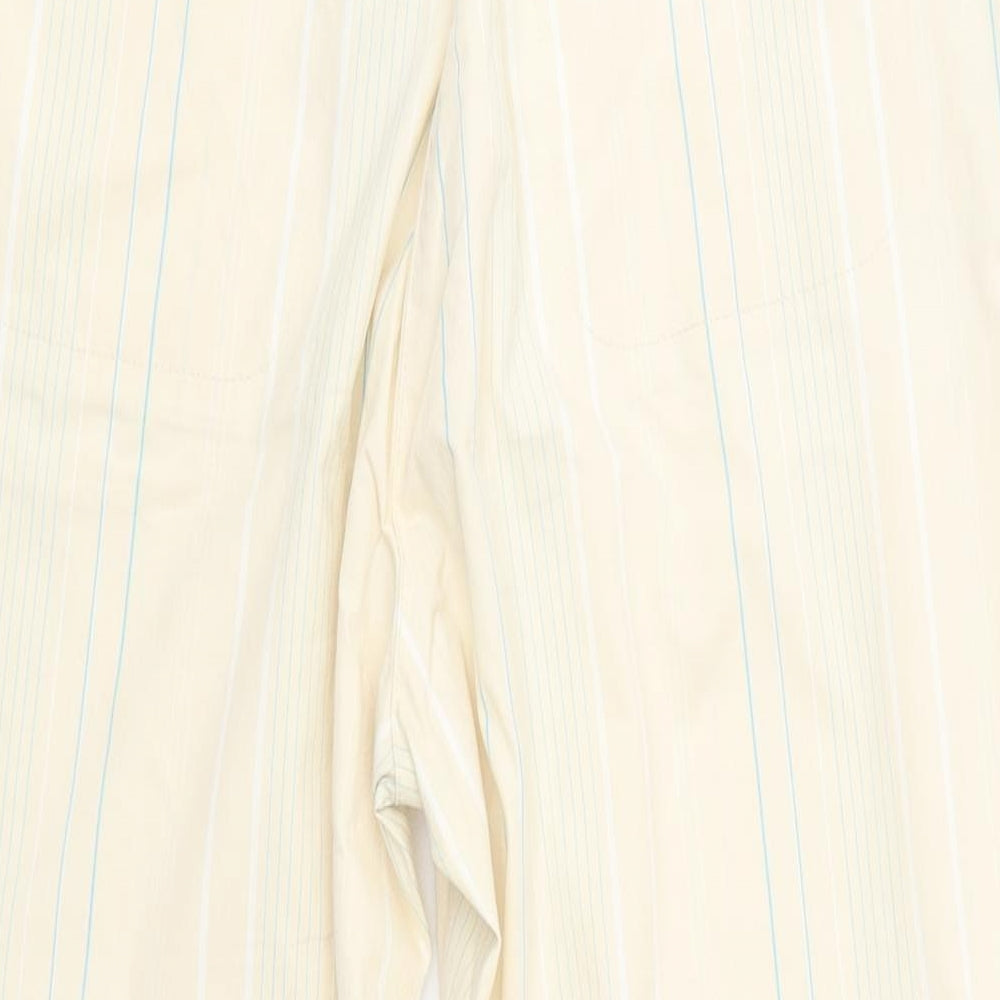 Green Lamb Womens Yellow Striped Polyester Trousers Size 10 Regular Button