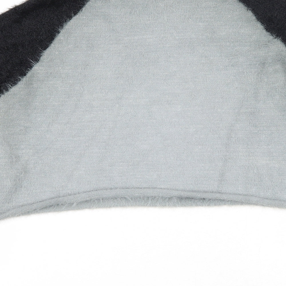 FOREVER 21 Womens Grey Round Neck Polyamide Henley Jumper Size S
