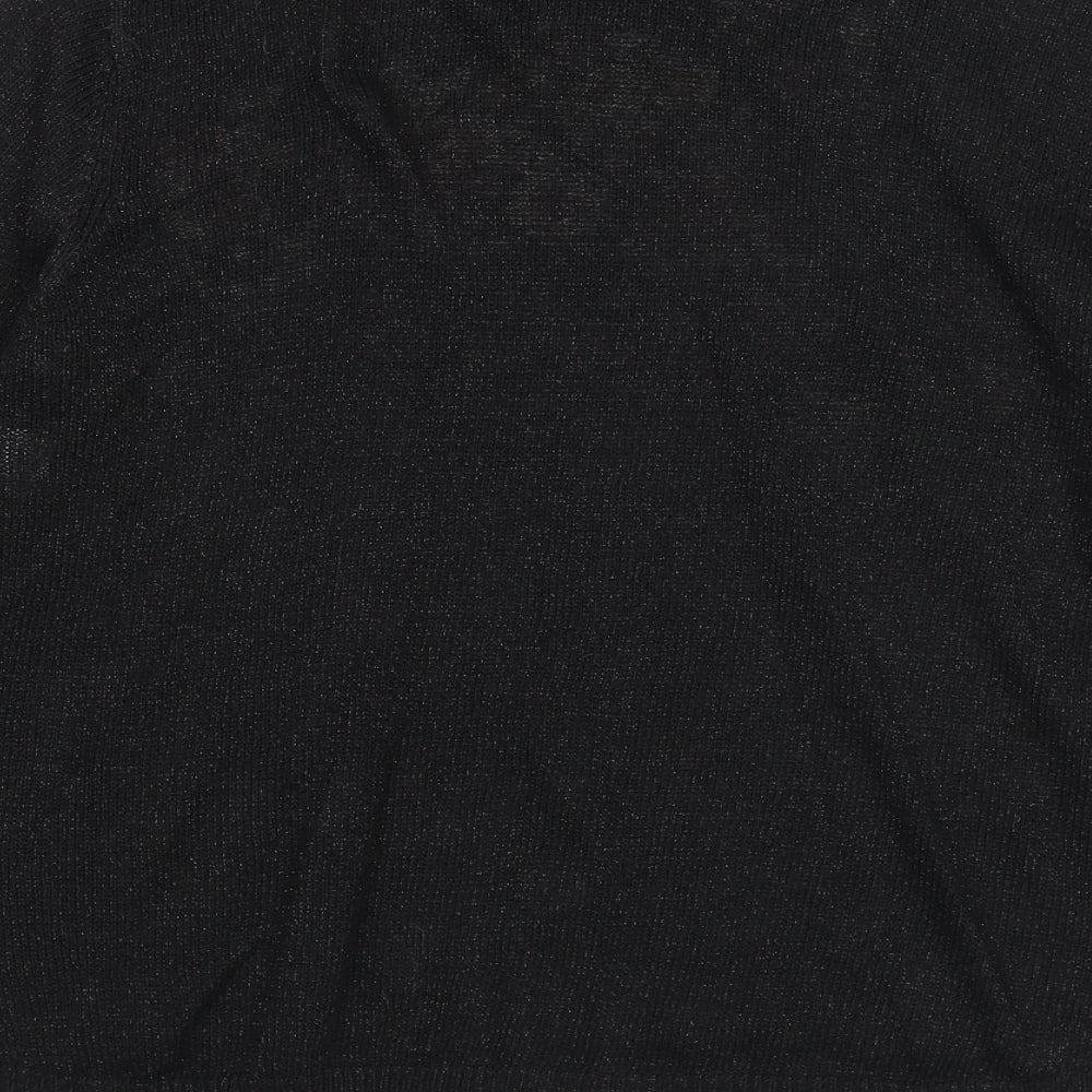 Misumi Womens Black Round Neck Floral Acrylic Pullover Jumper Size M