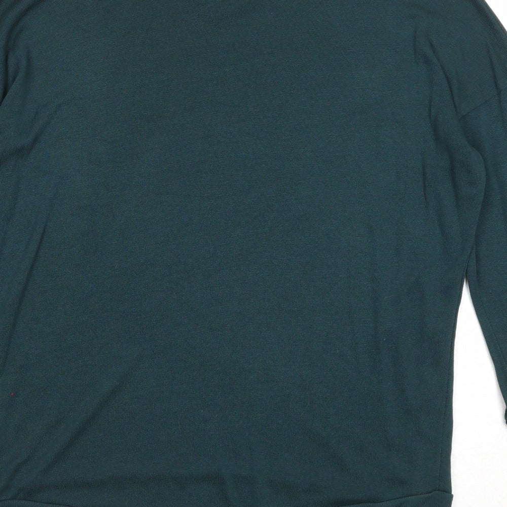 Topshop Womens Green V-Neck Polyester Pullover Jumper Size 6
