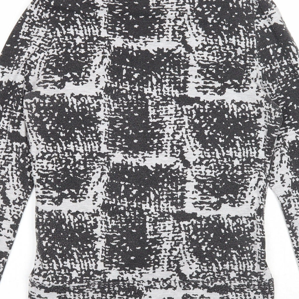 Ecoline Womens Grey Geometric Polyester Basic Blouse Size M Round Neck