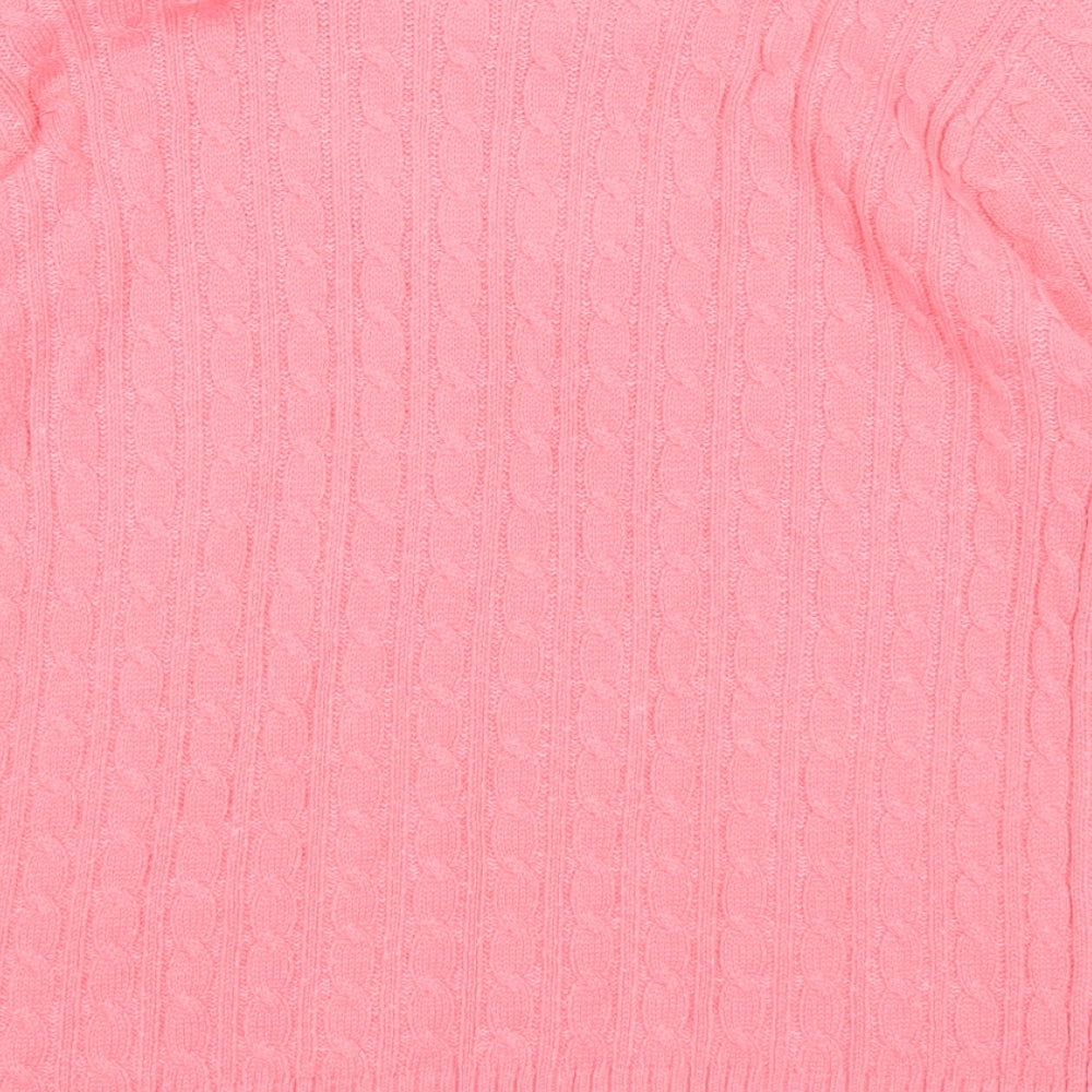 CHIC Womens Pink Round Neck Acrylic Pullover Jumper Size S