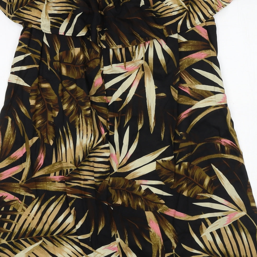 Studio Womens Black Floral Viscose A-Line Size 12 Off the Shoulder Pullover