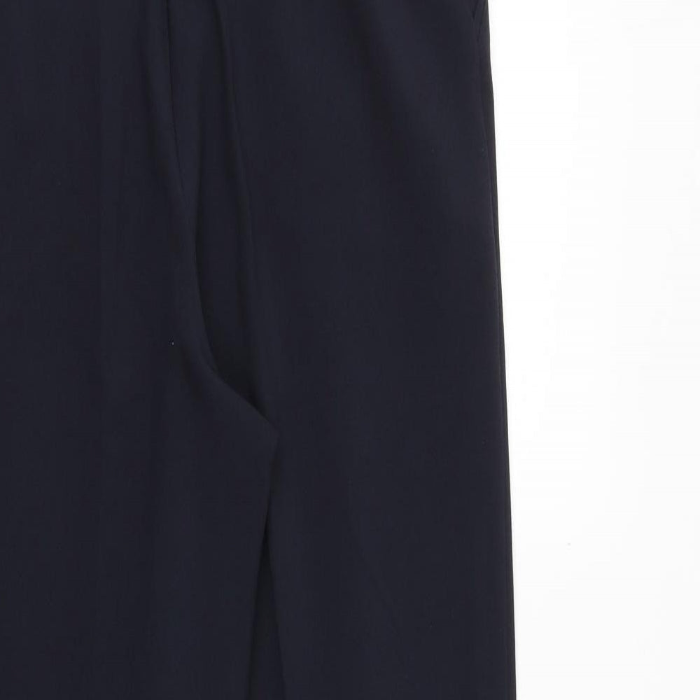 SARAH HAMILTON Womens Blue Polyester Trousers Size 12 Regular Zip