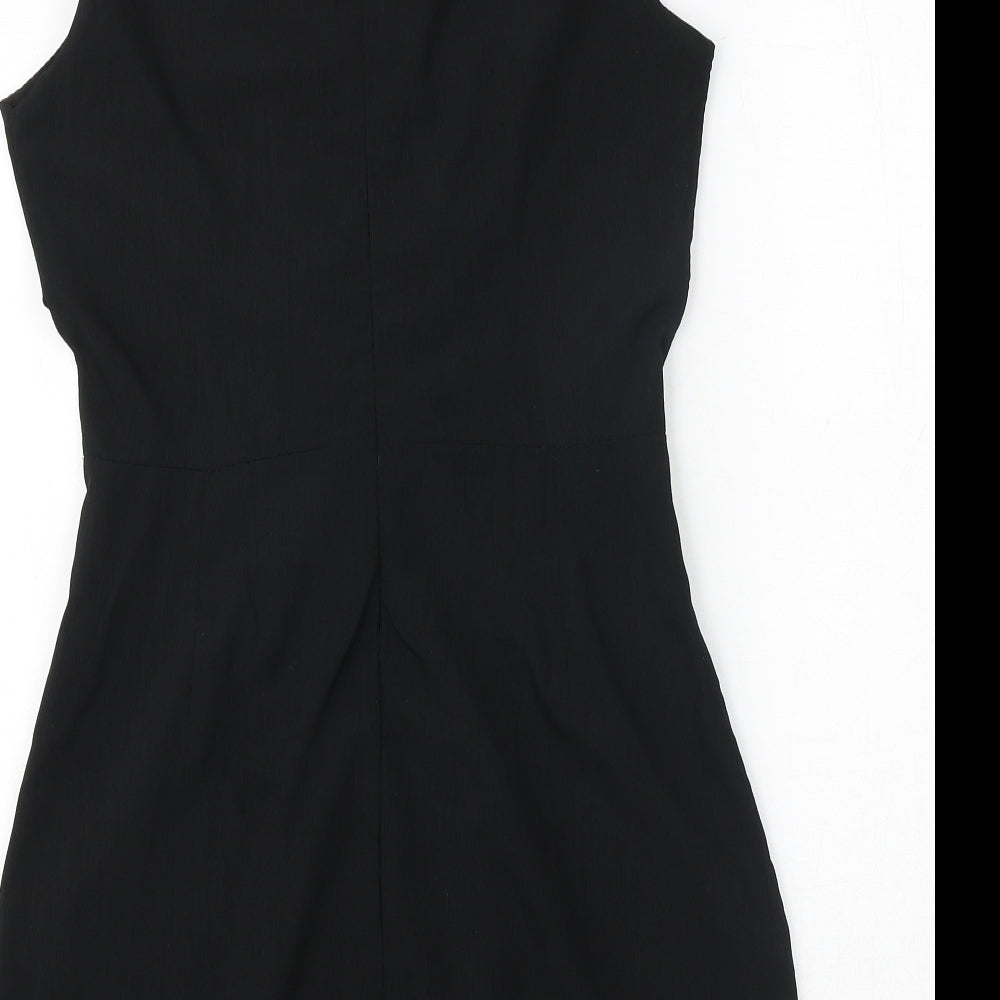 Love Womens Black Polyester A-Line Size M Round Neck Zip