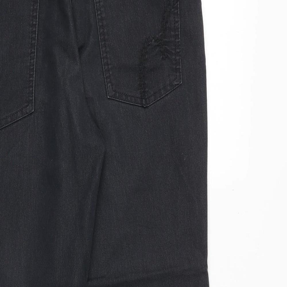 Marks and Spencer Womens Black Cotton Straight Jeans Size 10 Regular Button