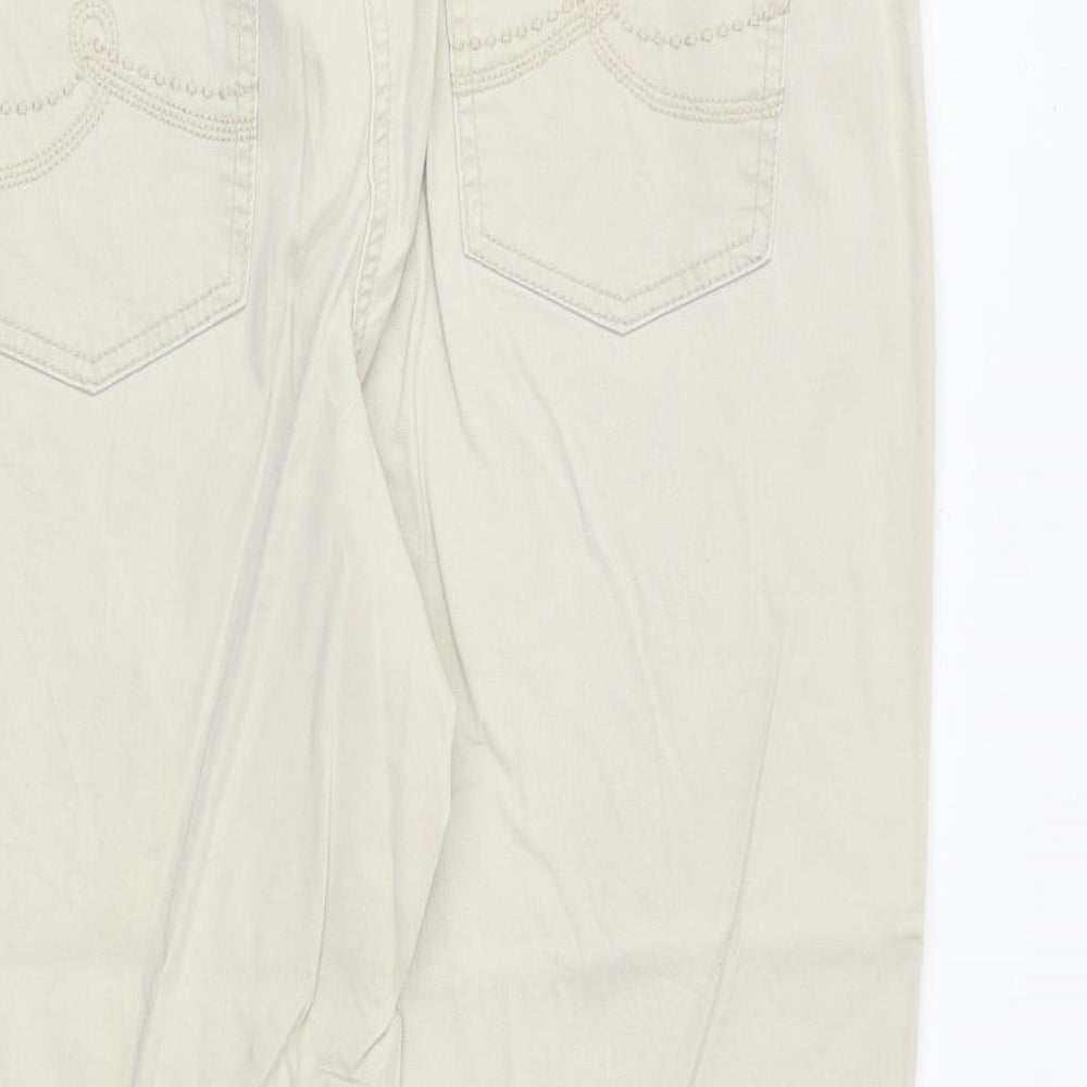 Cecil Womens Beige Polyester Cropped Trousers Size 34 in Regular Zip