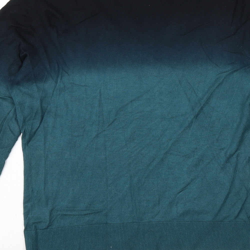 Planet Womens Green V-Neck Viscose Pullover Jumper Size S