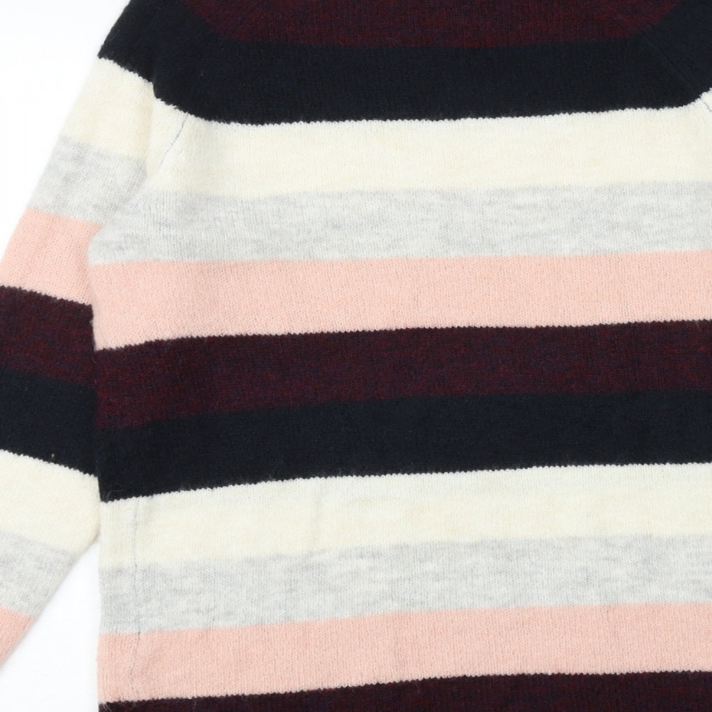 Dorothy Perkins Womens Multicoloured Round Neck Striped Polyester Pullover Jumper Size 10