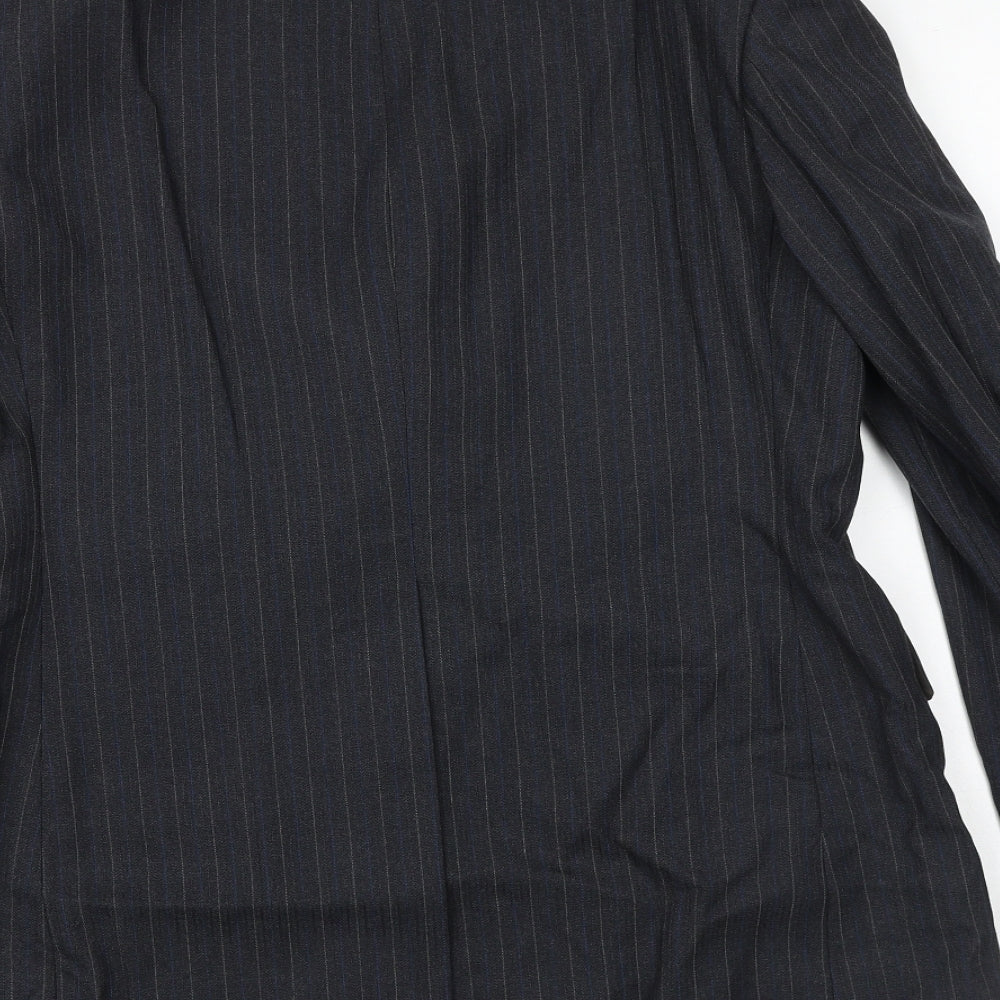 Sackville Mens Blue Striped Polyester Jacket Suit Jacket Size 40 Regular