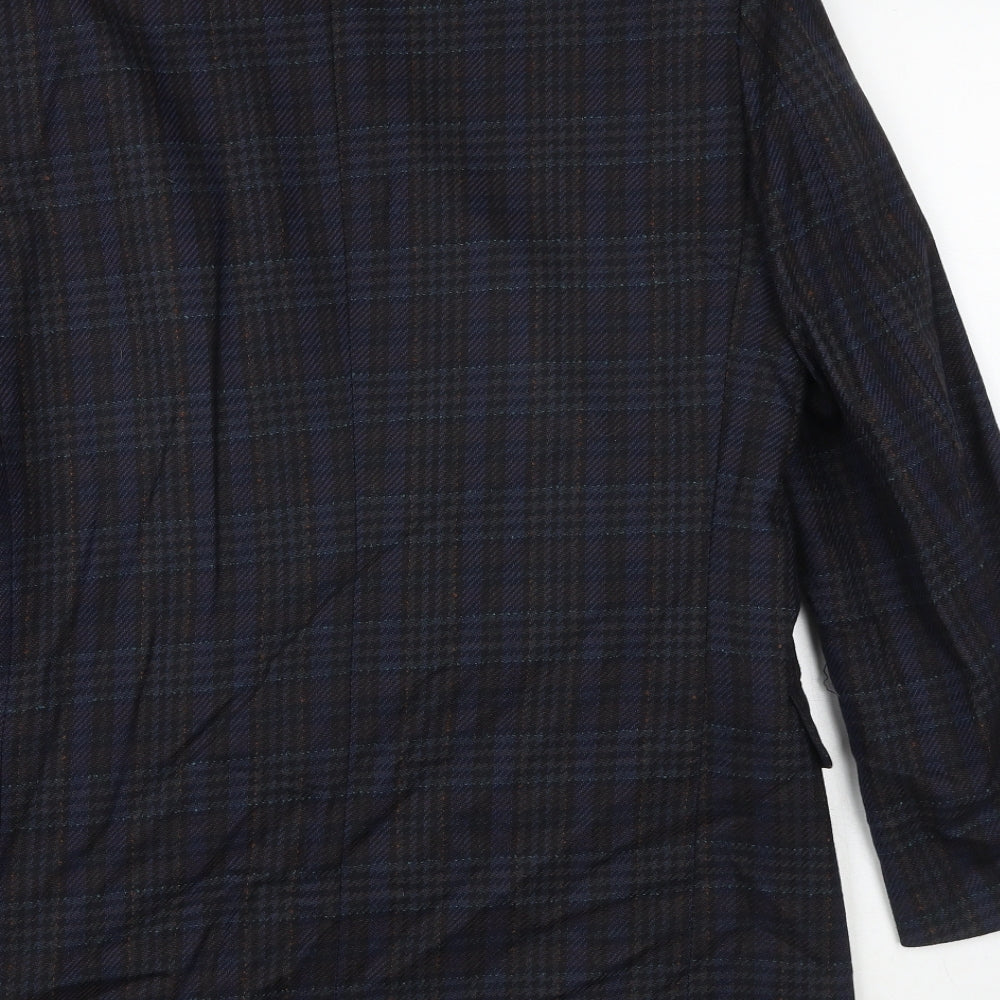 Kaleva Classic Mens Blue Plaid Polyester Jacket Suit Jacket Size 40 Regular