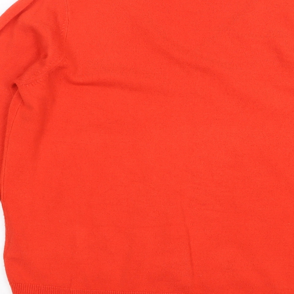 Marks & Spencer Womens Red V-Neck Acrylic Pullover Jumper Size 14
