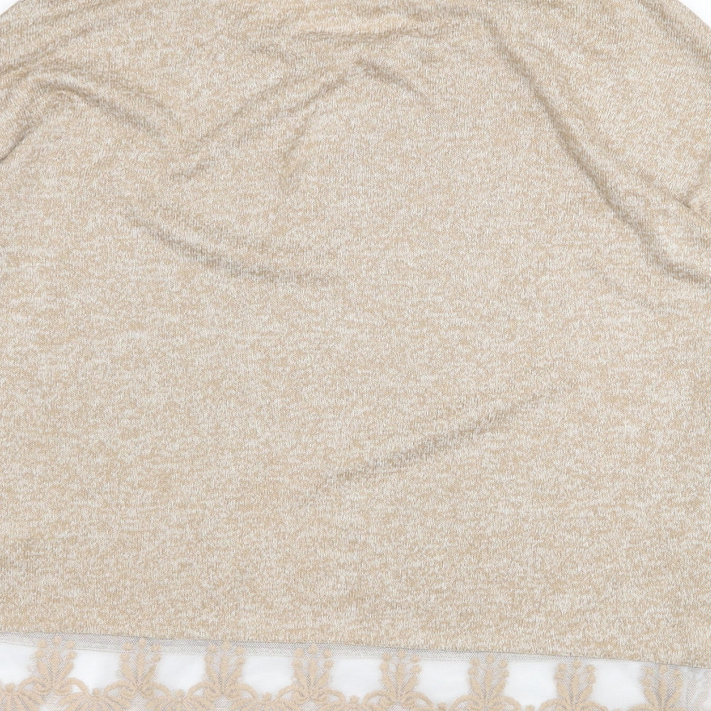 NEXT Womens Beige Round Neck Polyester Pullover Jumper Size 12