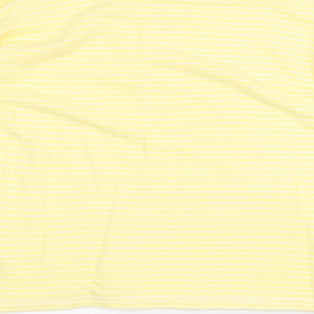 Marks & Spencer Womens Yellow Round Neck Striped Cotton Pullover Jumper Size 12