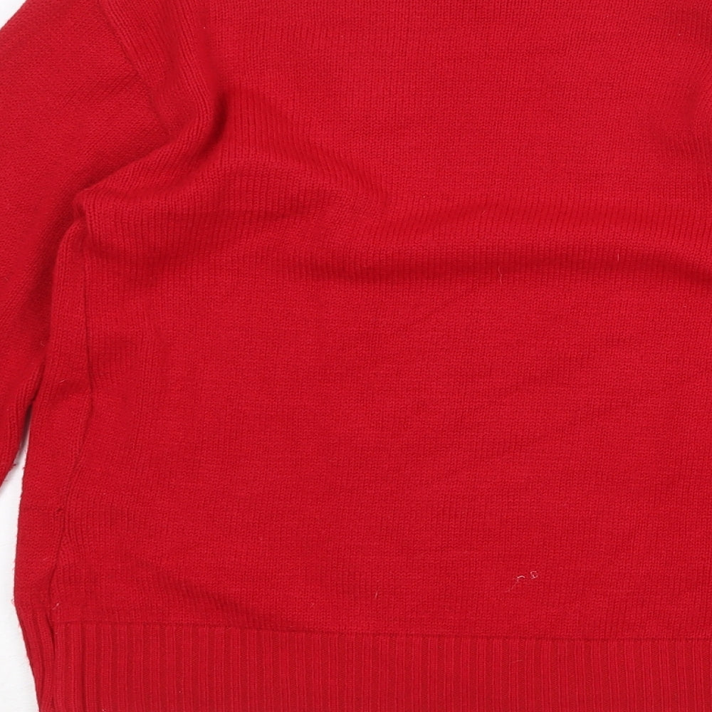 Impressions Womens Red Round Neck Acrylic Pullover Jumper Size S - Size S/M