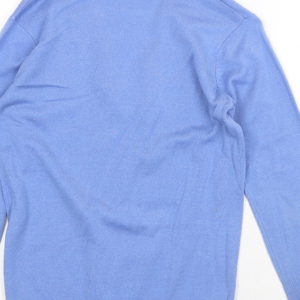 Caskmasoft Womens Blue V-Neck Acrylic Pullover Jumper Size XS