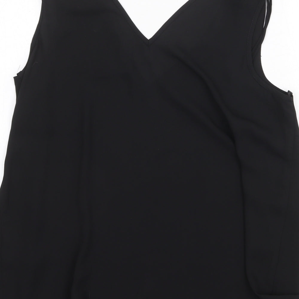 Dorothy Perkins Womens Black Polyester Basic Tank Size 12 V-Neck