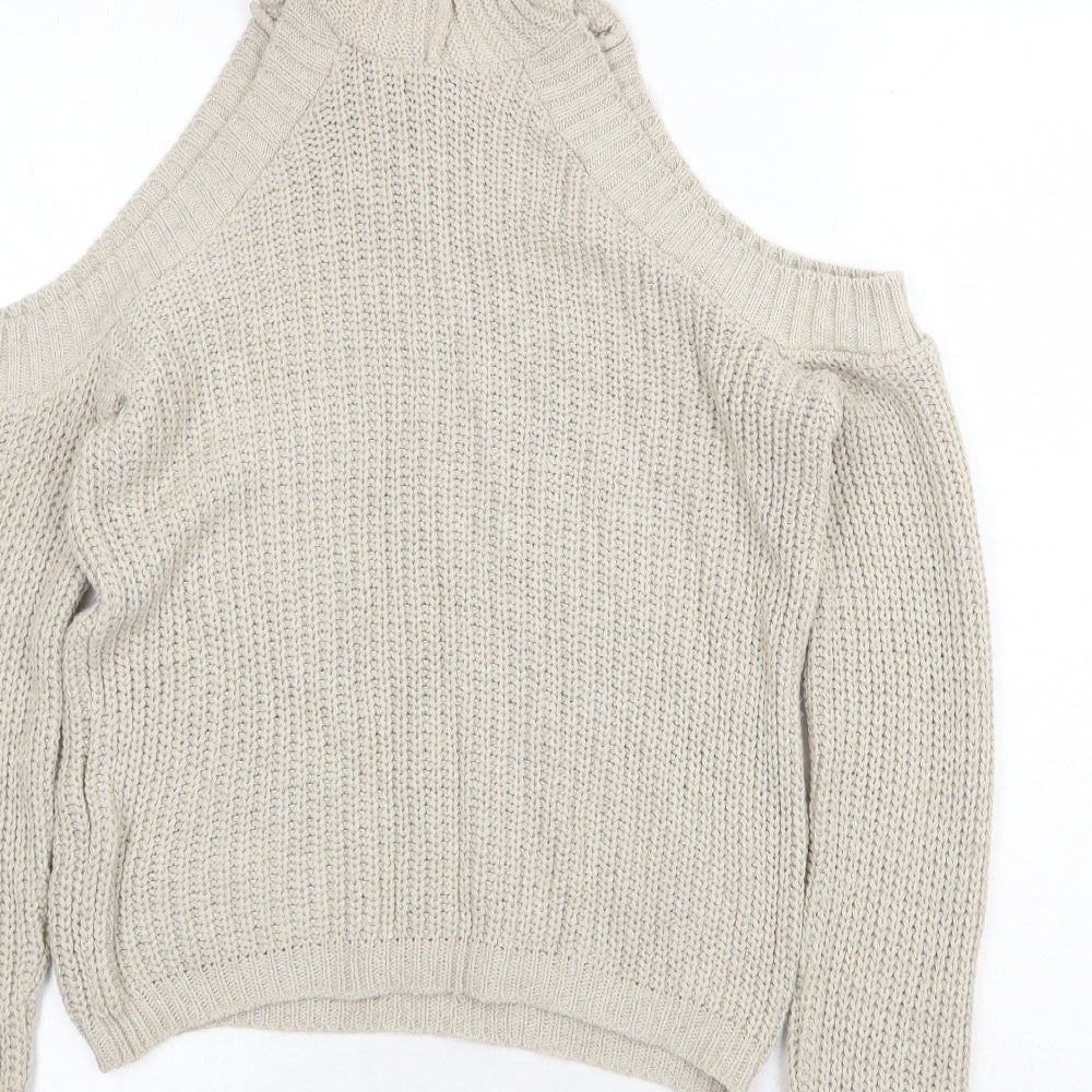 Missguided Womens Beige High Neck Acrylic Pullover Jumper Size S Pullover
