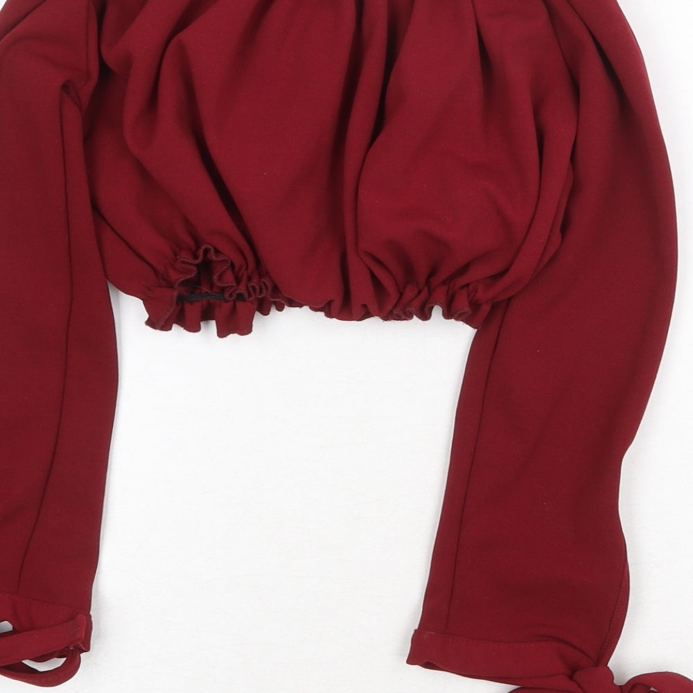 New Look Womens Red Polyester Cropped Tank Size 6 Off the Shoulder