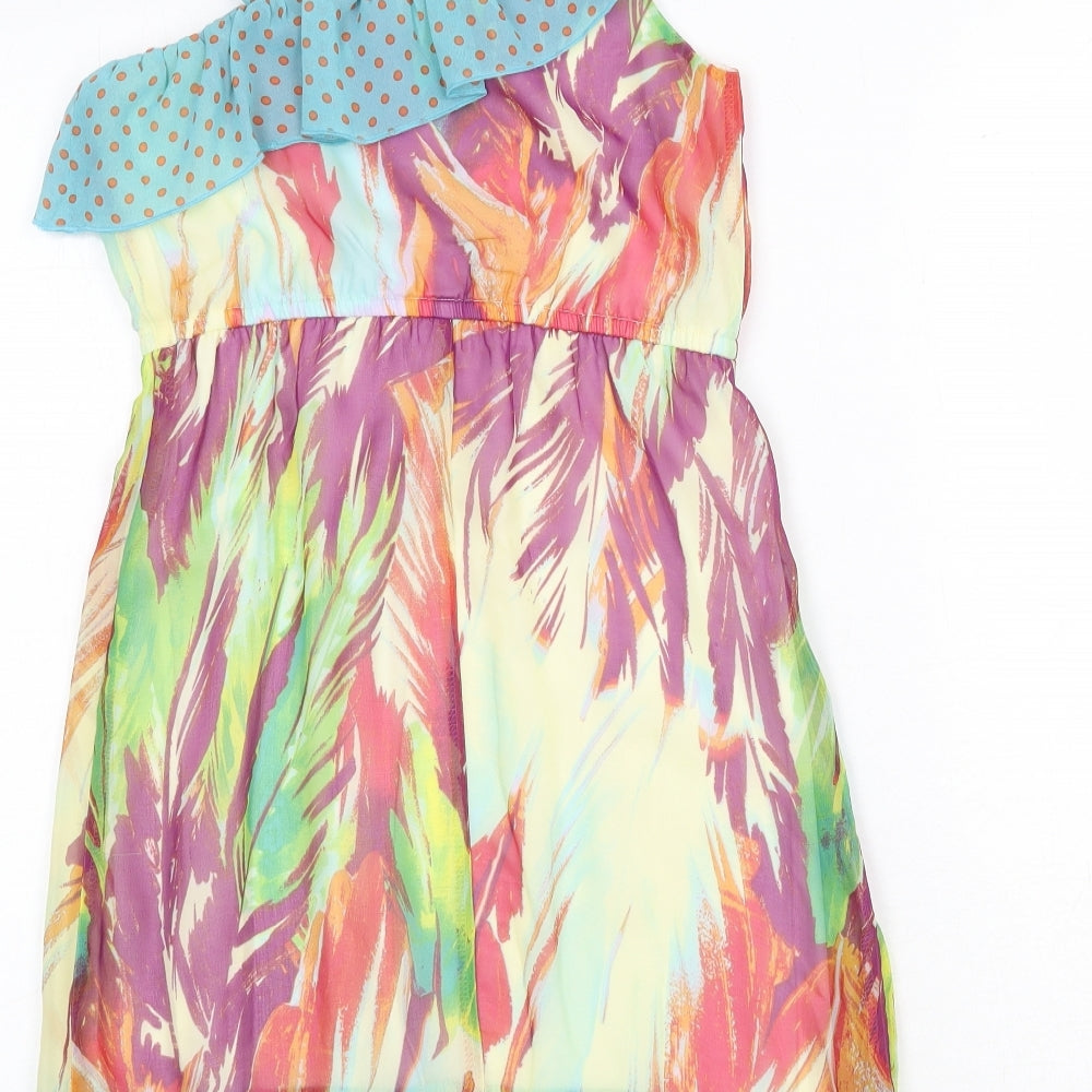Hype Womens Multicoloured Geometric Polyester Fit & Flare Size 10 V-Neck Pullover