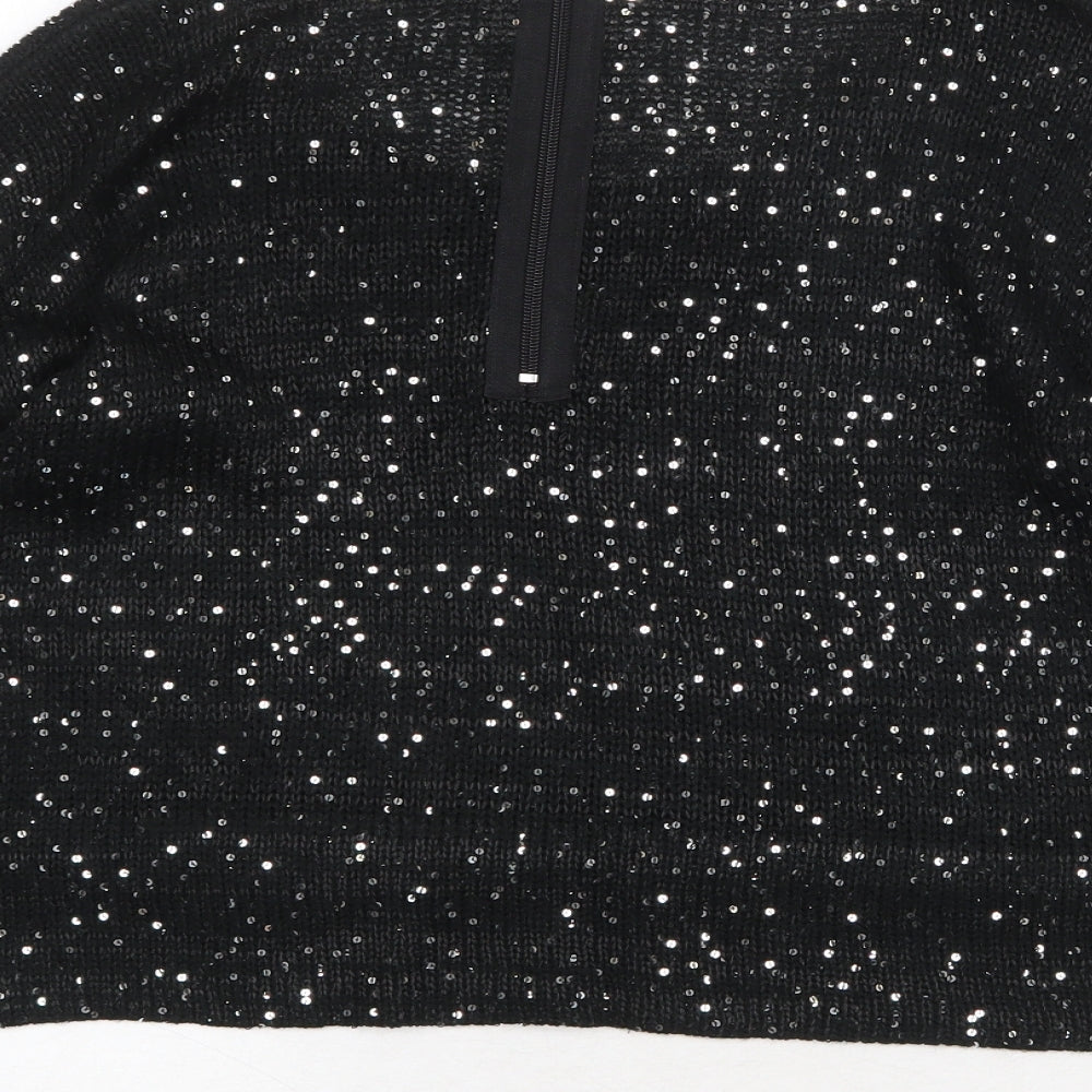 Ribbon Womens Black Round Neck Polyester Pullover Jumper Size 12