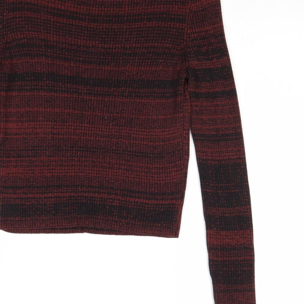 New Look Womens Red Boat Neck Striped Acrylic Pullover Jumper Size 10