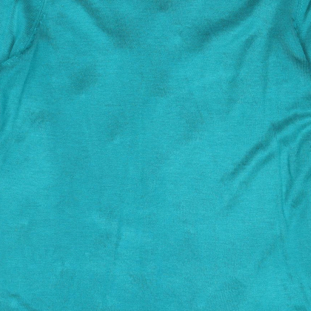 Bonmarché Womens Blue Round Neck Argyle/Diamond Acrylic Pullover Jumper Size XS