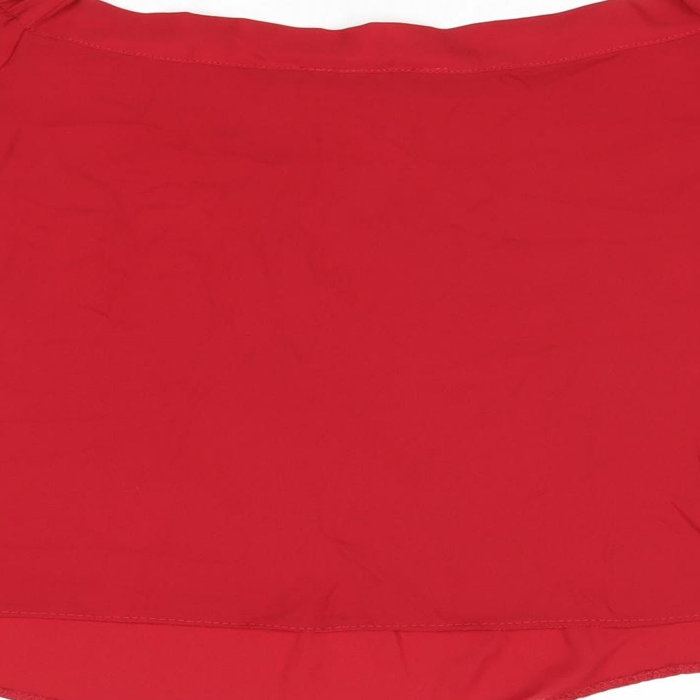 New Look Womens Red Polyester Cropped Tank Size 12 Off the Shoulder