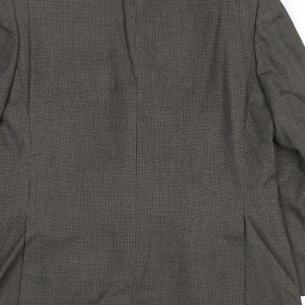Greenwoods Mens Grey Geometric Polyester Jacket Suit Jacket Size 44 Regular