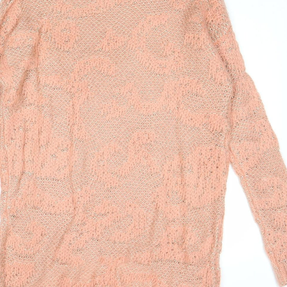 Warehouse Womens Pink Round Neck Acrylic Pullover Jumper Size 8