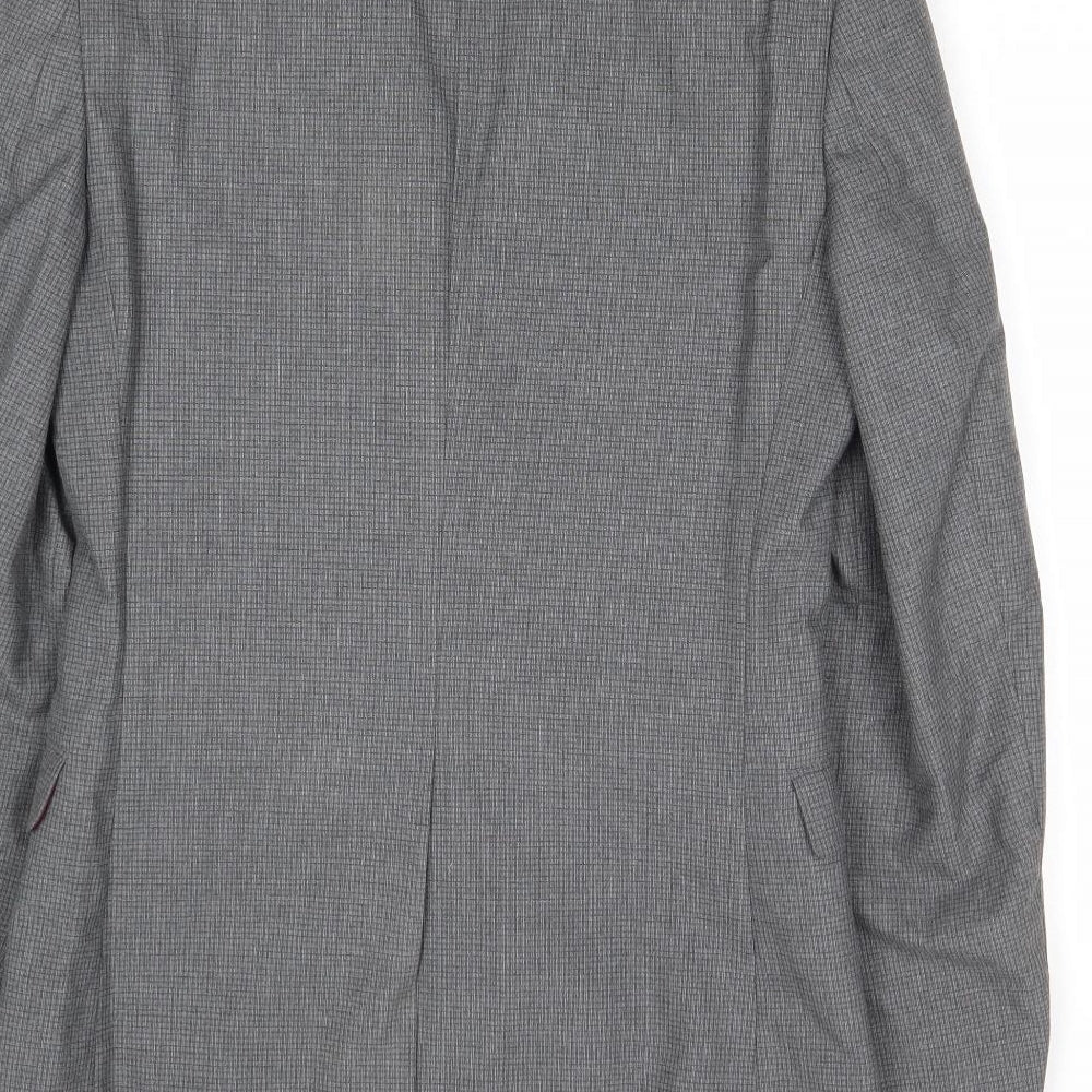 Marks & Spencer Mens Grey Check Polyester Jacket Suit Jacket Size 34 Regular