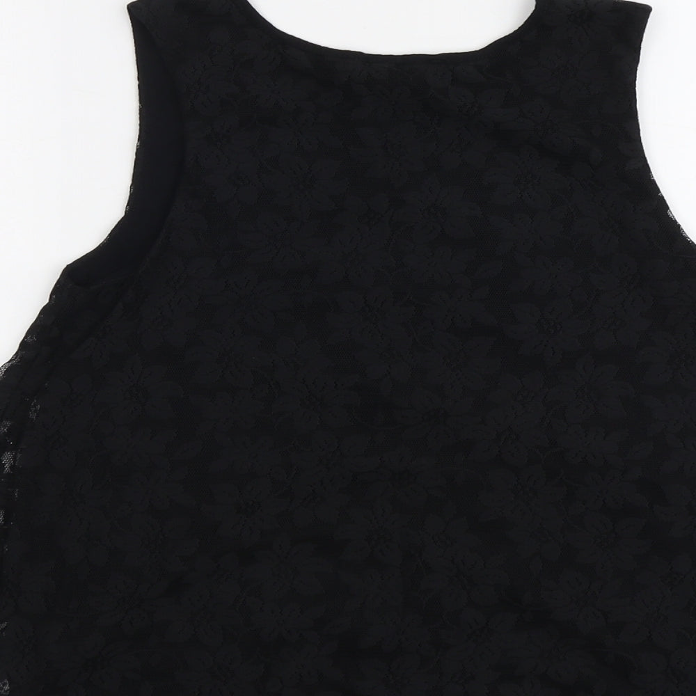 Select Womens Black Polyester Basic Tank Size 12 Round Neck