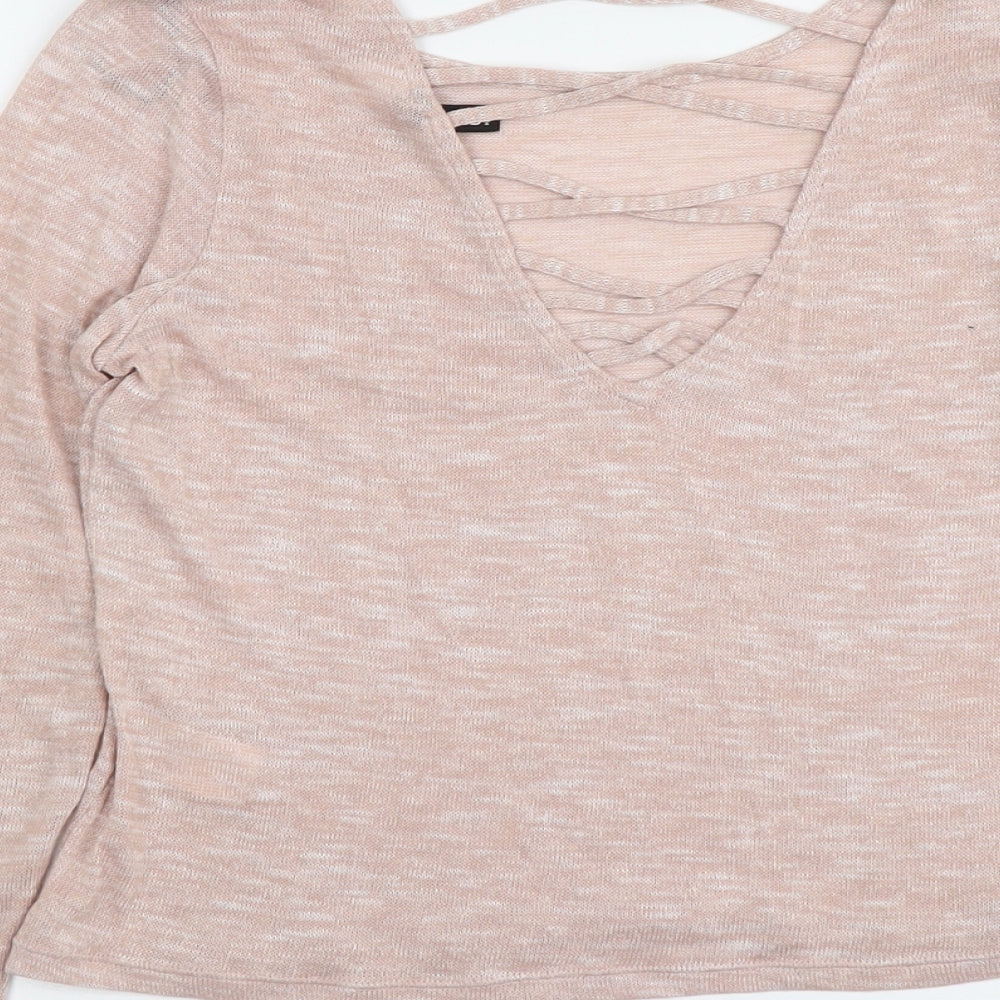 H&M Womens Pink Round Neck Polyester Pullover Jumper Size L