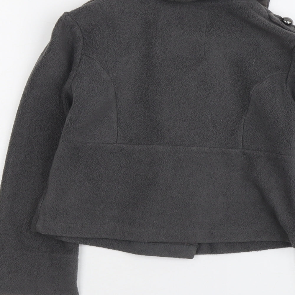 NEXT Girls Grey Military Jacket Jacket Size 9 Years Button