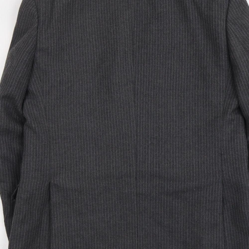 C&A Mens Grey Striped Polyester Jacket Suit Jacket Size M Regular