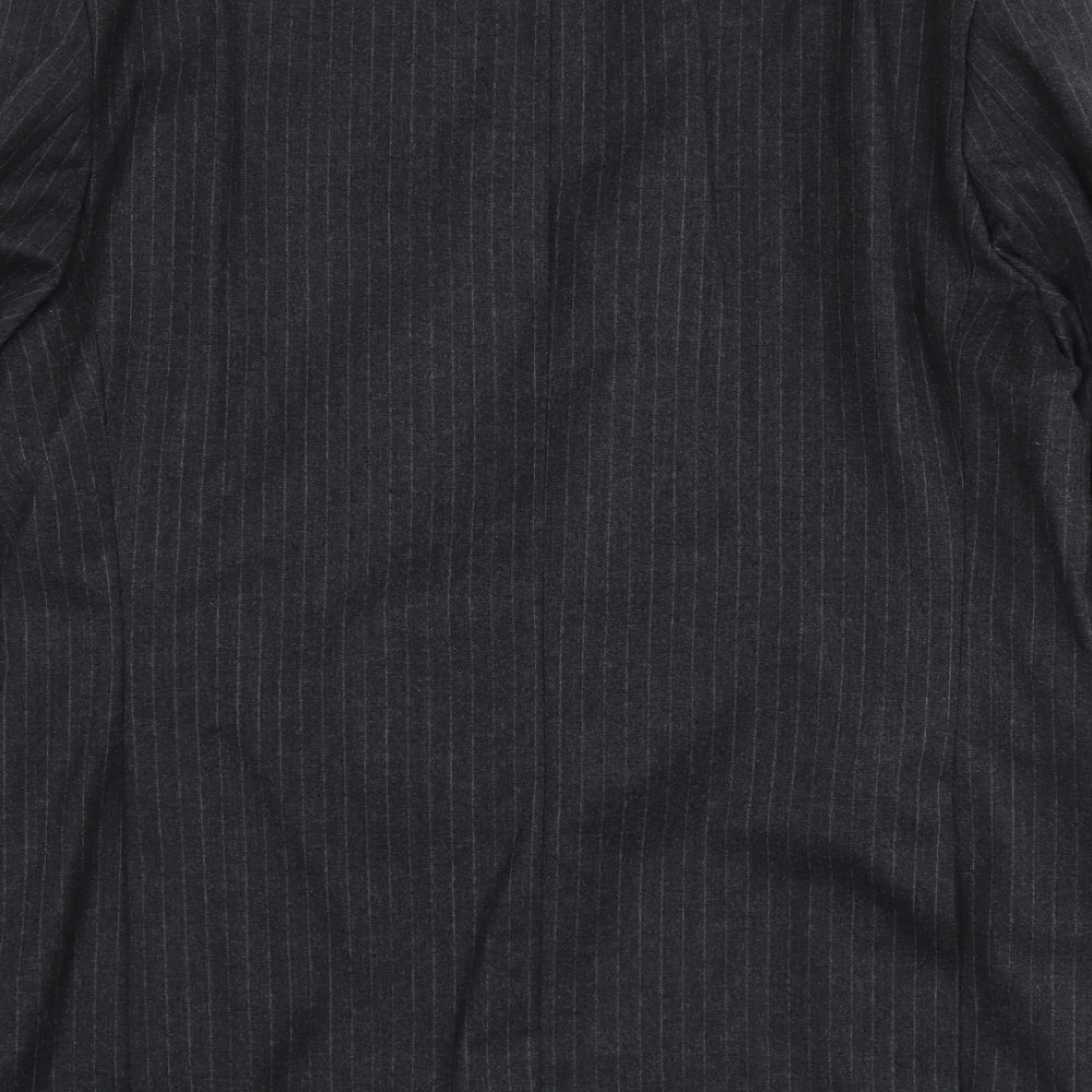Burton Mens Grey Striped Wool Jacket Suit Jacket Size L Regular
