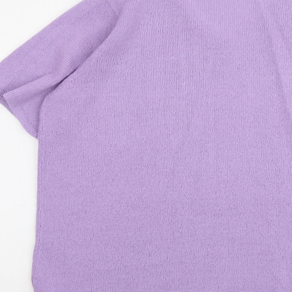 Bonmarché Womens Purple V-Neck Acrylic Pullover Jumper Size M