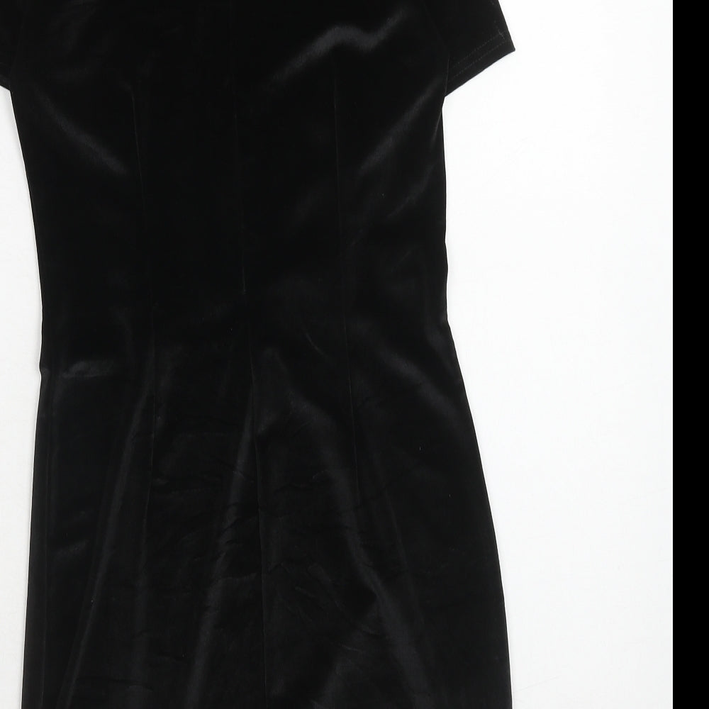 Rare London Womens Black Polyester A-Line Size 8 Round Neck Zip