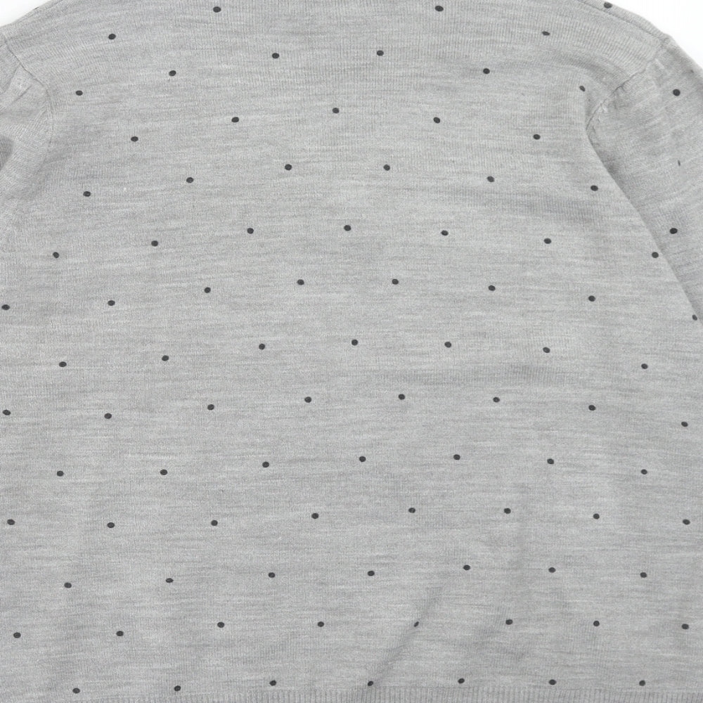Ann Marie Womens Grey V-Neck Plaid Acrylic Pullover Jumper Size XL
