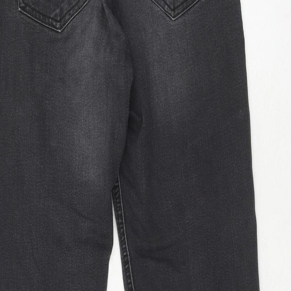 H&M Womens Black Cotton Straight Jeans Size 8 Regular Zip