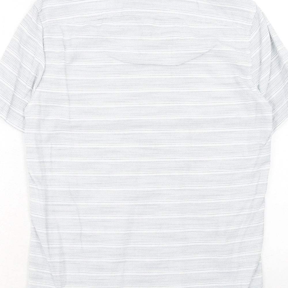 NEXT Mens Blue Geometric Cotton Button-Up Size S Round Neck Button