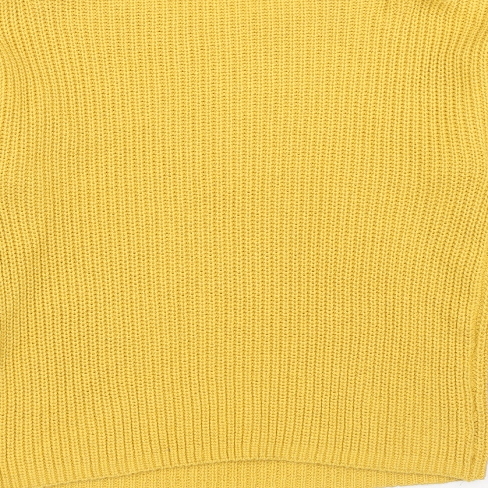 H&M Womens Yellow Boat Neck Cotton Pullover Jumper Size XS